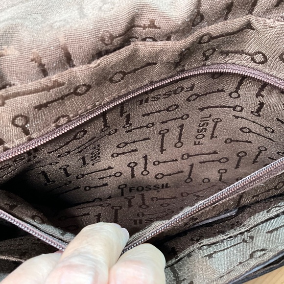 FOSSIL ‘LONG LIVE VINTAGE’ Leather Denim Blue Shoulder Flap Bag Removable Strap - Picture 6 of 11